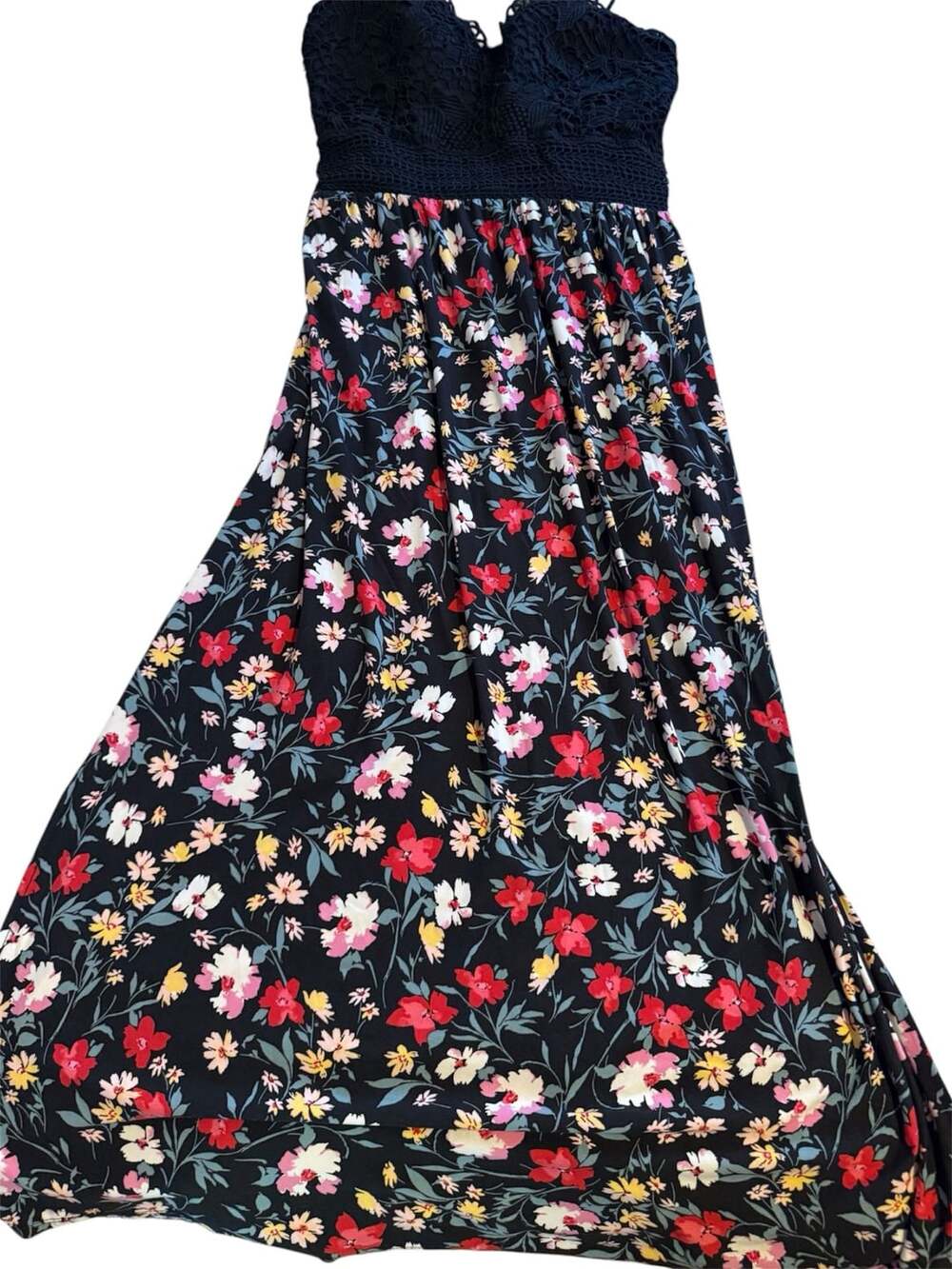 No Boundaries Maxi Dress Size XXXL (21) Black Floral Crochet Sundress